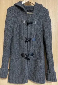 MICHEL KLEIN ニットコート グレー Mサイズ フード付き