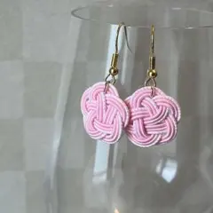 水引ピアス / 梅結び 薄ピンク
