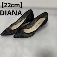 【22cm】DIANA ダイアナブラック 花柄レース ハイヒール