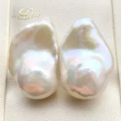 める様専用淡水バロックパール　ホワイト28㍉大粒ペアルースRs563