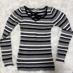 RUDE GARRET ストライプ Vネックニット