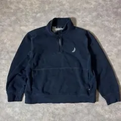 ノーティカ ハーフジップ スウェット L ネイビー ワンポイント ロゴ 刺繍