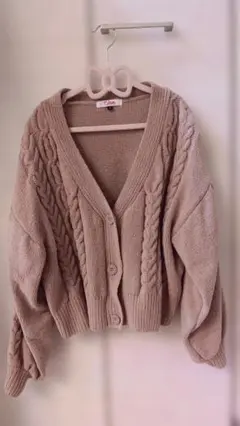 pinklateピンクベージュカーディガンL160