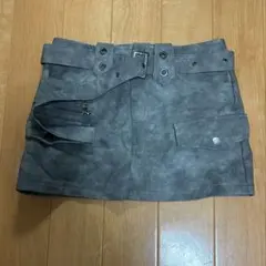 グレー スエード風 タイトスカート ベルト付き