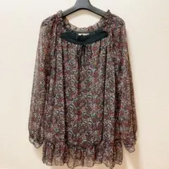 花柄 チュニック ブラウス