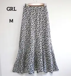 【グレイル】イレギュラー切り替えフラワーフレアスカート 花柄ロングスカート　M