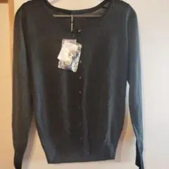 ダークグレー ラメ入り 長袖カーディガン