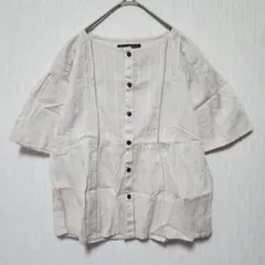 【BEAUTY&YOUTH】（F）ストライプ柄コットンレースブラウス/涼しげ