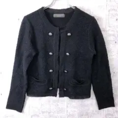 BODY DRESSING Deluxe ダブルボタンノーカラーニットジャケット