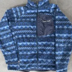 mont-bell フリースジャケット 青系 幾何学模様