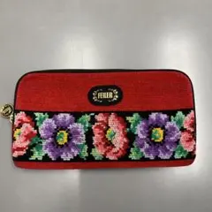 美品♪FEILER 花柄　長財布　ポーチ feiler フェイラー 財布 長財布 ラウンドファスナー パイル 花柄