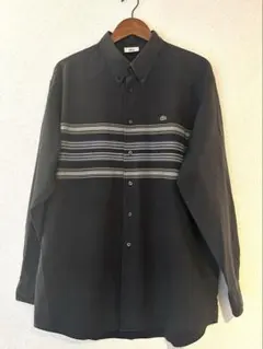 LACOSTE シャツ ブラック ストライプ柄 サイズ5(L-XL)のサムネイル