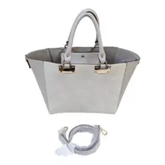 2wayハンドバッグ ショルダーバッグ 大容量 オフホワイト