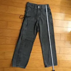 サイドレースアップ デニムパンツ ブラック系