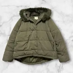 earth music&ecology エコファー付 中綿ジャケット カーキ L