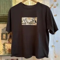 ミッキーマウス プリント 半袖Tシャツ スミクロ　グレー　Mサイズ　ゆったりのサムネイル