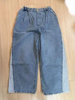 スタジオクリップ デニムパンツ レディース ワイドパンツ ブルー ゆったり