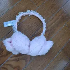 クレアーズパール付リボンフリルファーイヤーマフラー新品未使用タグ付ピンクロリータ