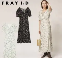 FRAY I.D ラインフラワースリーブタックワンピース