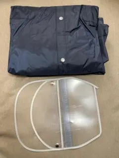 【 新品未使用 】 レインコート カッパ ネイビー 防水 付属カバー付