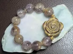 クラシック美麗タイガーアイ薔薇彫り☓フェザーインオーラライトデサブレ