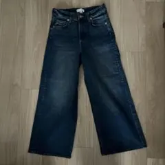 H&M ダークブルーワイドレッグデニム 34