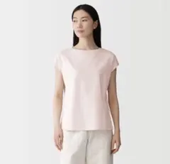 無印良品　婦人 天竺編みフレンチスリーブTシャツ ライトピンク　Mのサムネイル
