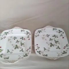 ウェッジウッド　ワイルドストロベリー　プレート皿　四角