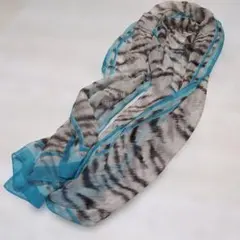 Crois ストール ゼブラ柄 ブルー×グレー系 リメイク