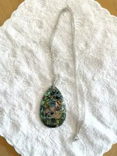 七色に輝くアバロンシェル ネックレス、パワーストーン、ペンダント新品