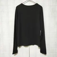 GU ジーユー (M)　ソフトリブクルーネックT　長袖　ブラック