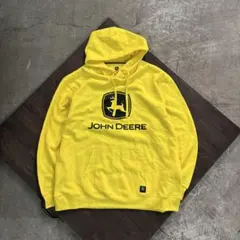 7AS5 JOHN DEERE 裏起毛　プリントパーカー　イエロー　XL