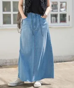 アッパーハイツ　別注　THE LAZY SKIRT　デニム　スリット　ゴム　24