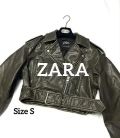 【美品】ZARA ザラ クロップドライダース フェイクレザー ジャケット S