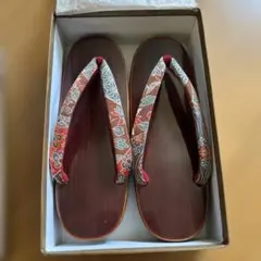 未使用 飛騨春慶塗 草履 花柄