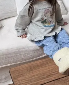 韓国子供服 裏起毛 プリント トレーナー グレー送料込み