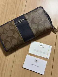 COACH 長財布 ブラウン ネイビー ジャンク品