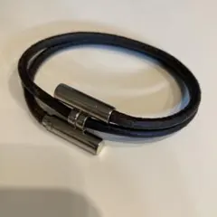 HERMES レザーブレスレット グレナンH ブラック - メルカリ