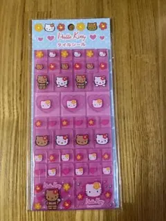 日焼けキティ　ハローキティ　タイルシール　ハイビスカス