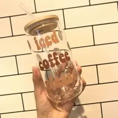 iced coffee please 蓋付き ストロー付き オシャレ 海外 韓国