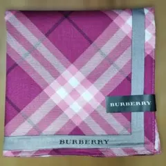 バーバリーハンカチ（パープル、チェック）