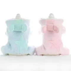 0233-1犬服ペット服冬服温かいみみクマちゃん星ツナギ服ピンクのみ