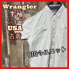 ラングラー メンズ ワーク グレー 無地 XL シャツ USA古着 90s 半袖