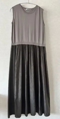 Le pivot 異素材切替ワンピース リネン風 ノースリーブ 大人上品