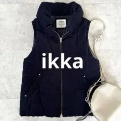 イッカ ikka キルティングダウンベスト アウター 中綿 フルジップ M 紺