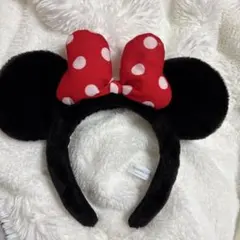 ミニーマウス カチューシャ 黒 赤 水玉