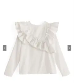 ホワイト フリル 長袖シャツ