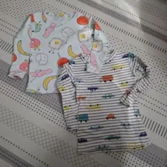 GAP　長袖Tシャツ2点セット　食べ物柄　車柄　12～18M