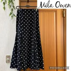 美品　Mila Owen ミラオーウェン ドット柄　ロングフレアスート