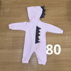 恐竜　ロンパース　カバーオール　80 ピンク